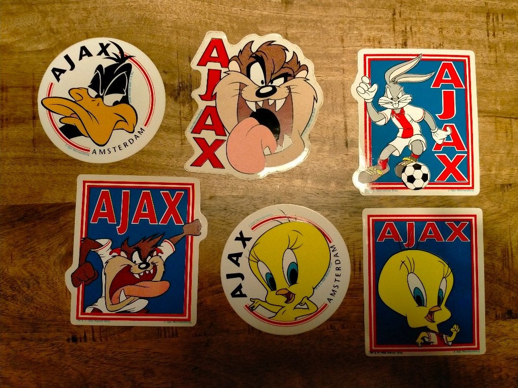 Looney tunes Ajax Amsterdam stickers klein Tweety Daffy Taz, Verzenden, Zo goed als nieuw, Strip of Tekenfilm