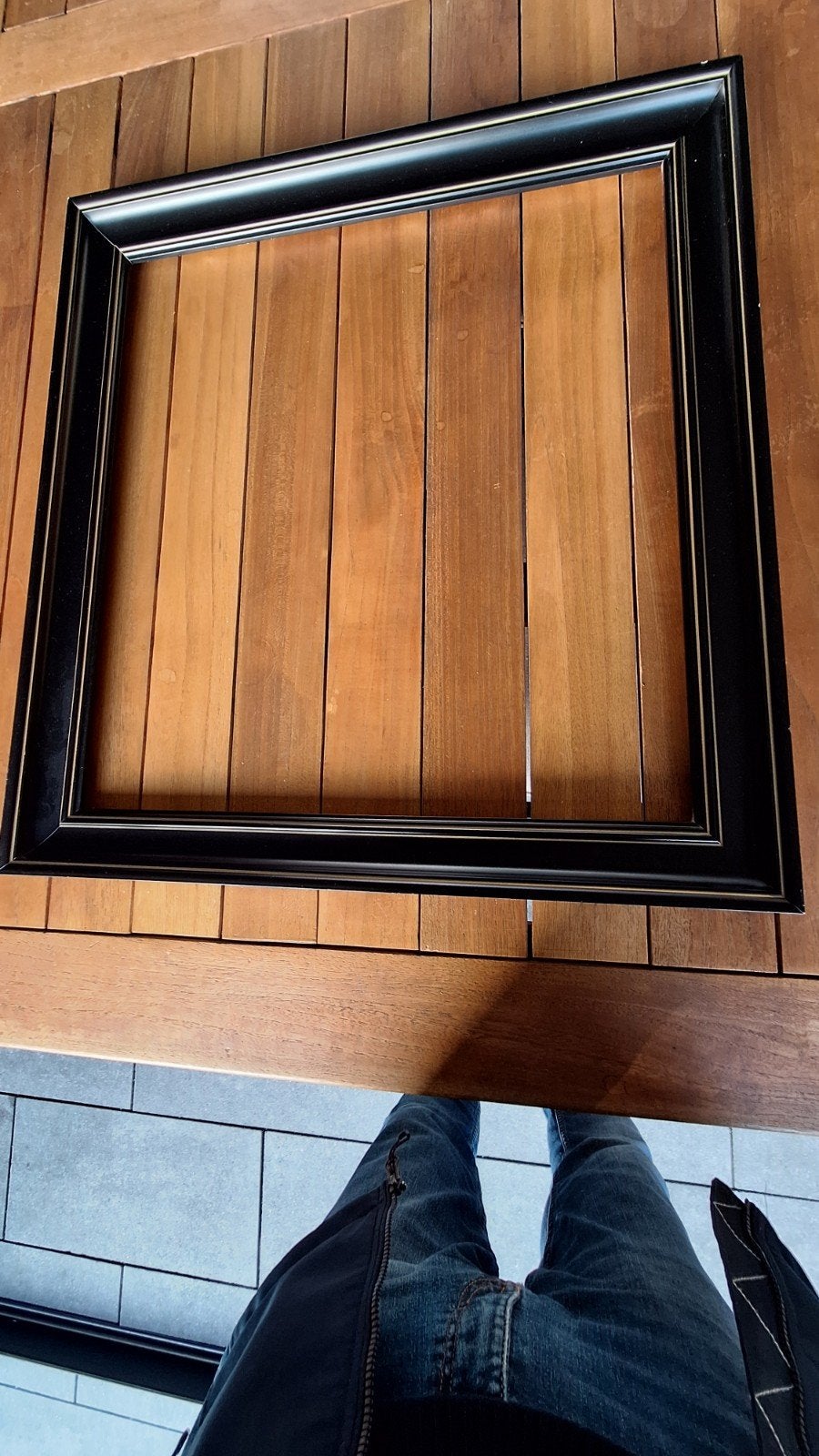 Stijlvolle zwarte fotolijst, Ophalen, Gebruikt, Met sierrand, 61 cm