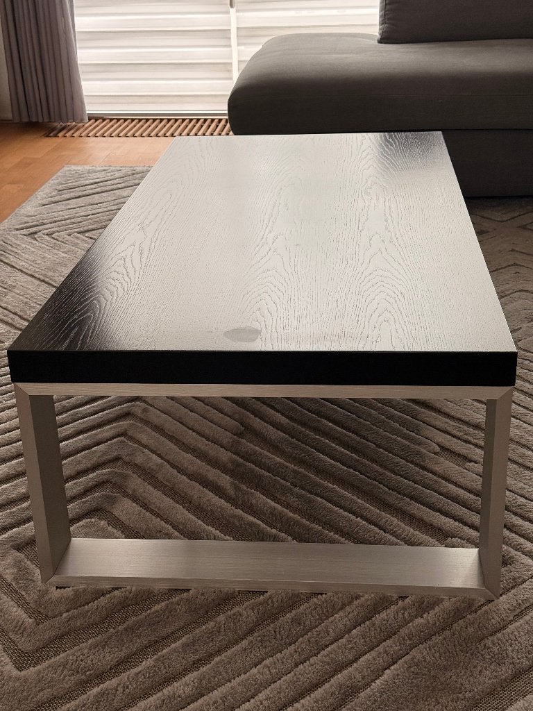 Salontafel massief eiken zwart - 140x70x40 cm, Ophalen, 100 tot 150 cm, 50 tot 100 cm, Modern