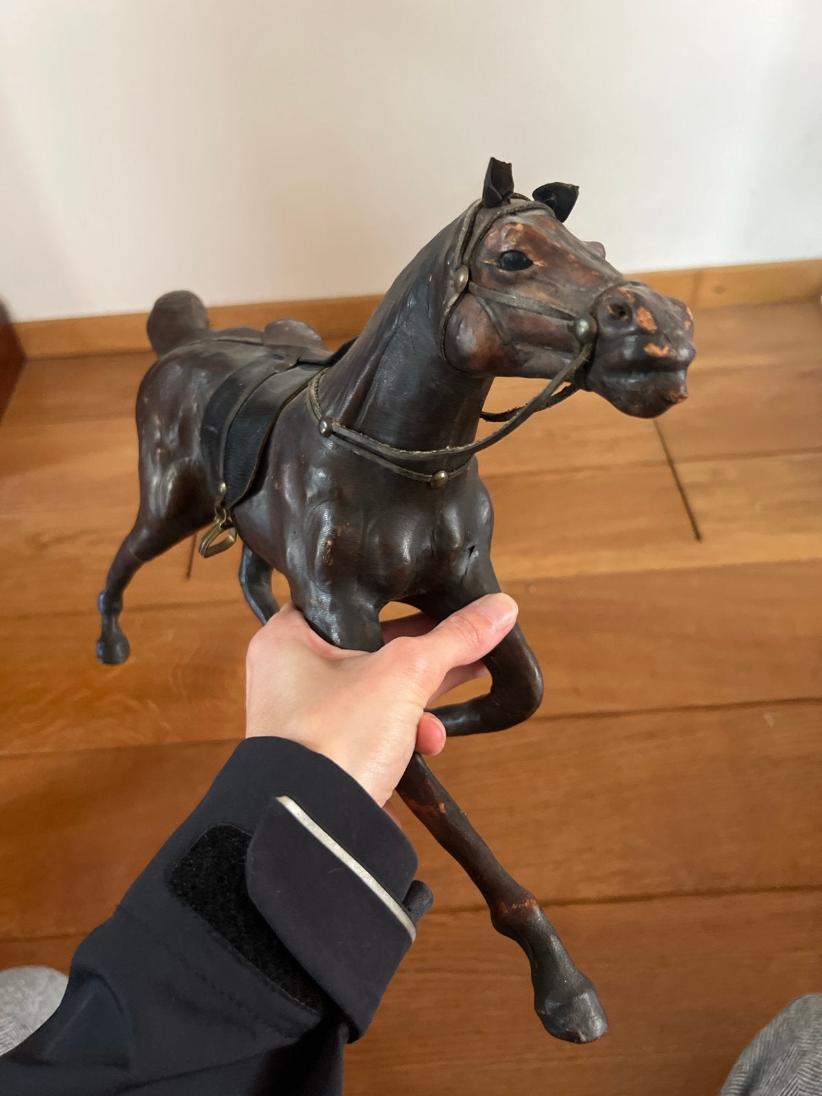 Vintage Leren Paard Beeldje - Decoratief en Uniek, Ophalen of Verzenden
