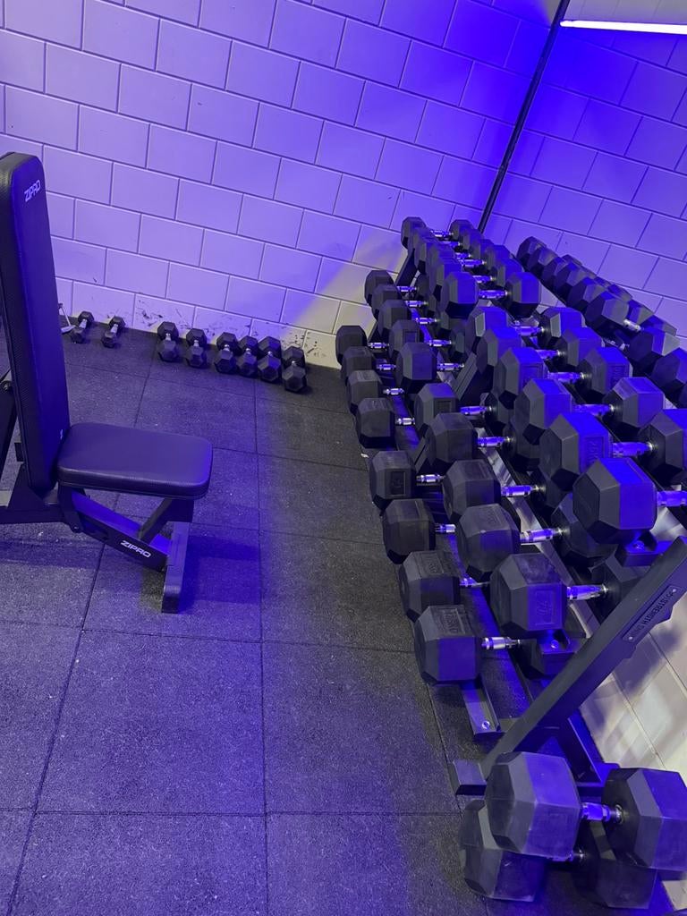 Hex dumbells 2.5 t/m 75kg, Ophalen, Zo goed als nieuw, Dumbbell