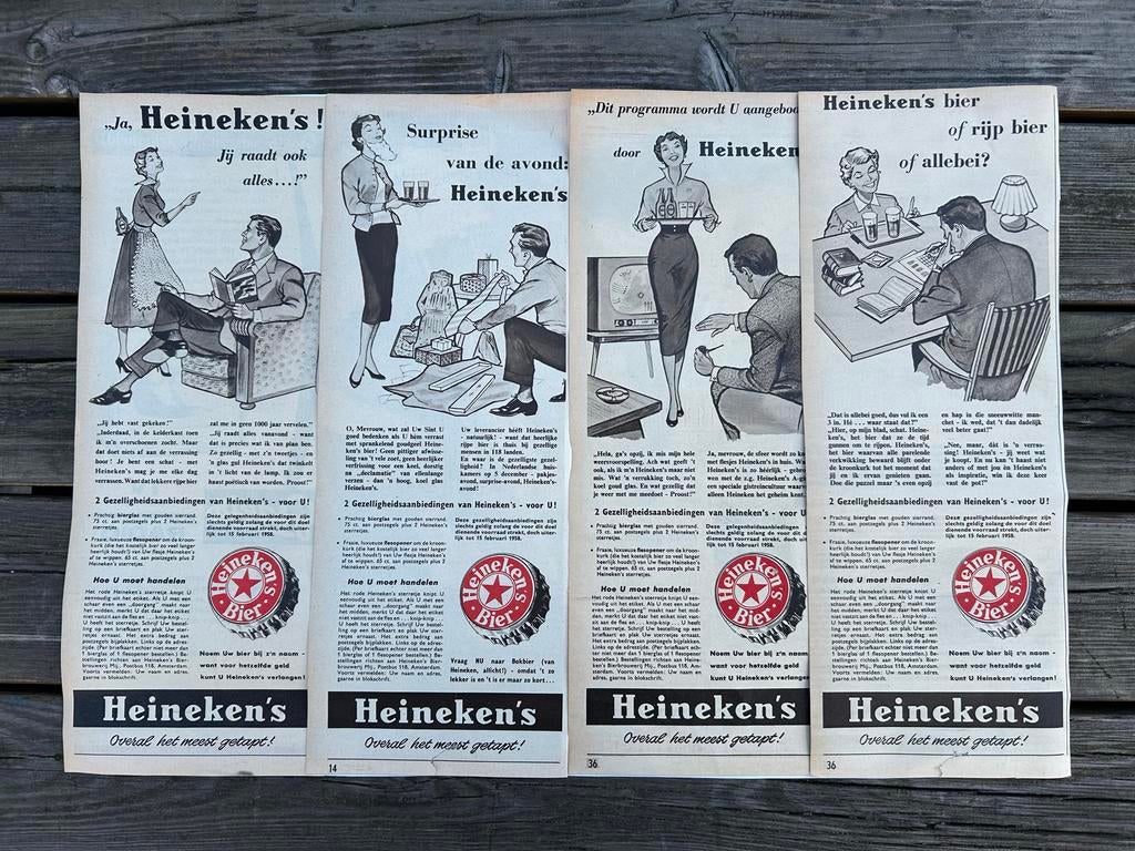 Heineken Oude Advertenties - Jaren '50 Reclame, Ophalen of Verzenden, Gebruikt
