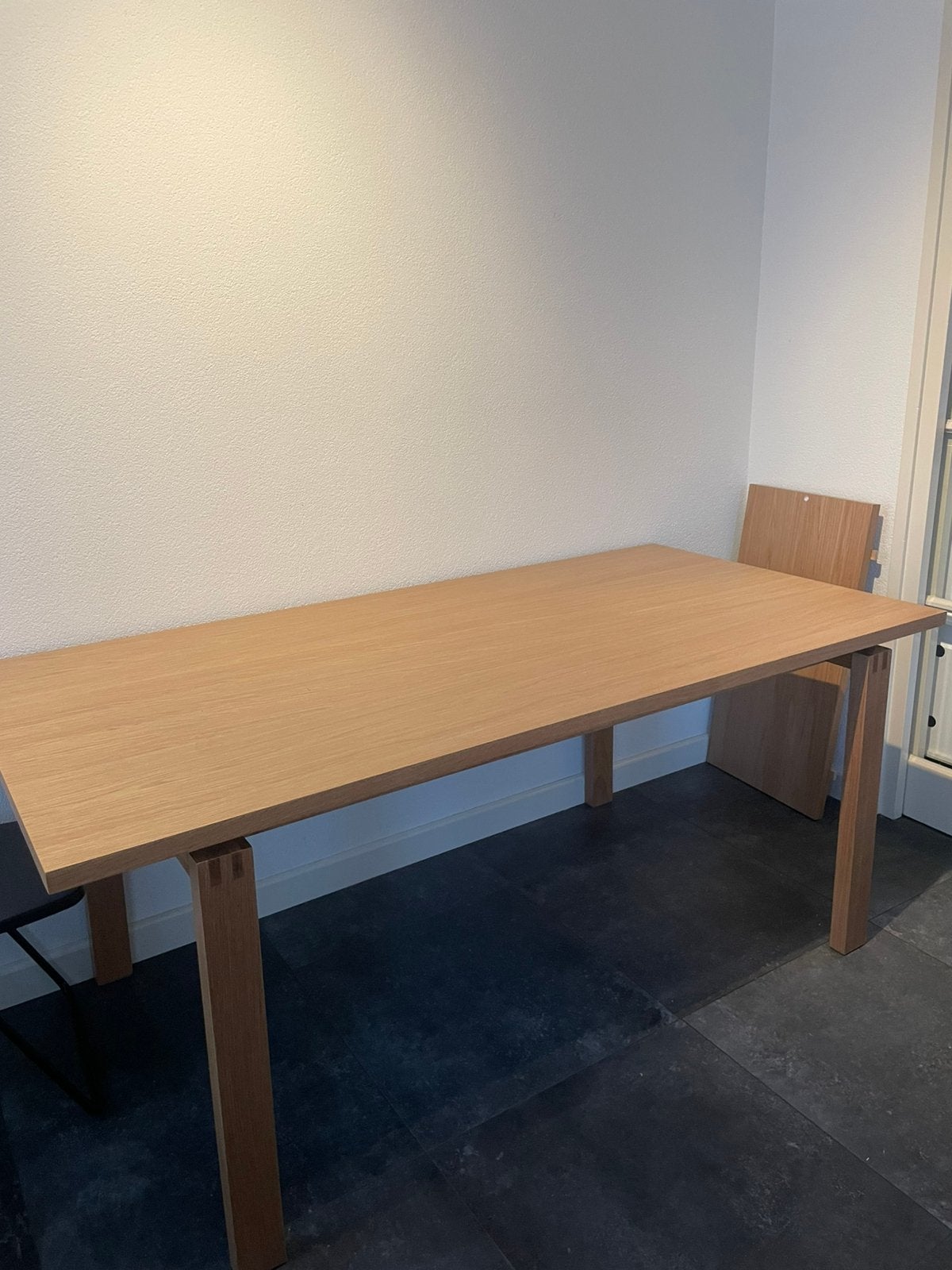 Houten eettafel met verlengstuk, Ophalen, Eikenhout, 50 tot 100 cm, Zo goed als nieuw