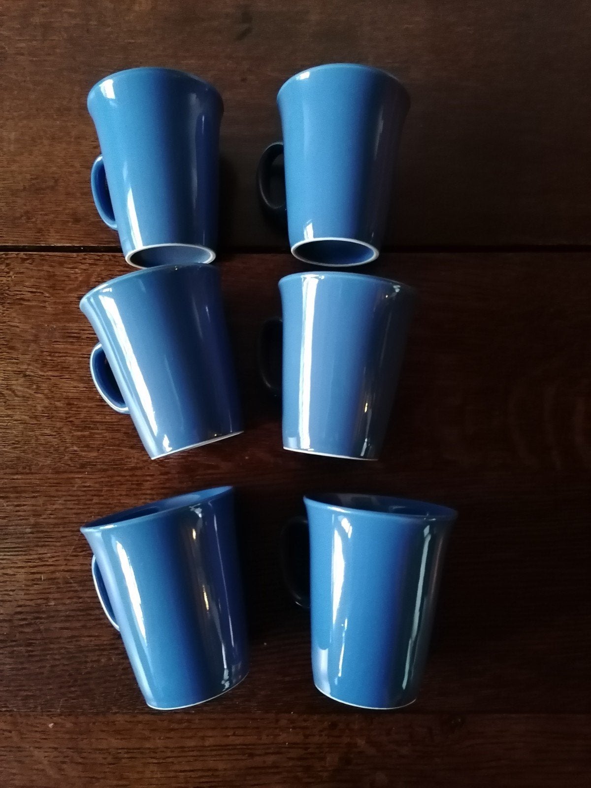Set van 6 blauwe mokken, Ophalen of Verzenden, Zo goed als nieuw, Overige stijlen, Kop(pen) en/of Schotel(s)