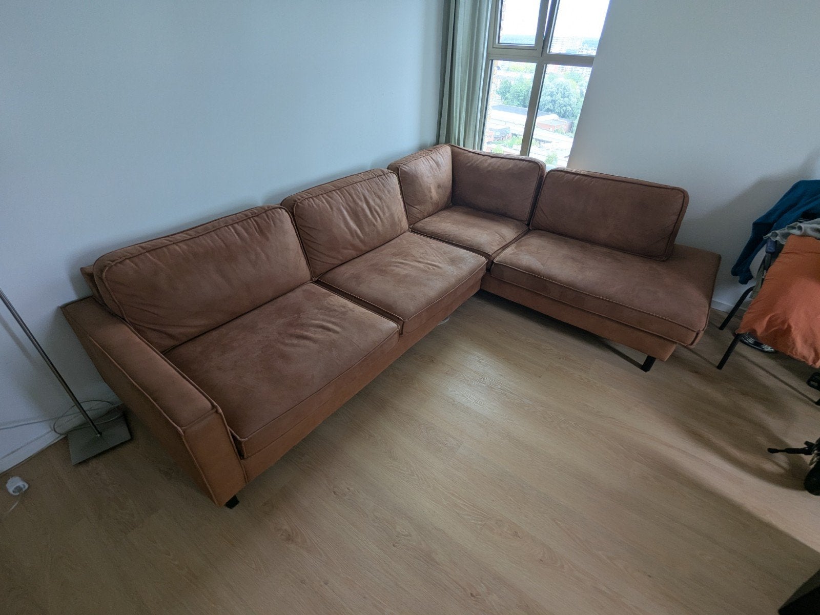 Comfortabele Hoekbank - Bruin Stof - Zo goed als nieuw, Ophalen, 250 tot 300 cm, Hoekbank, Zo goed als nieuw