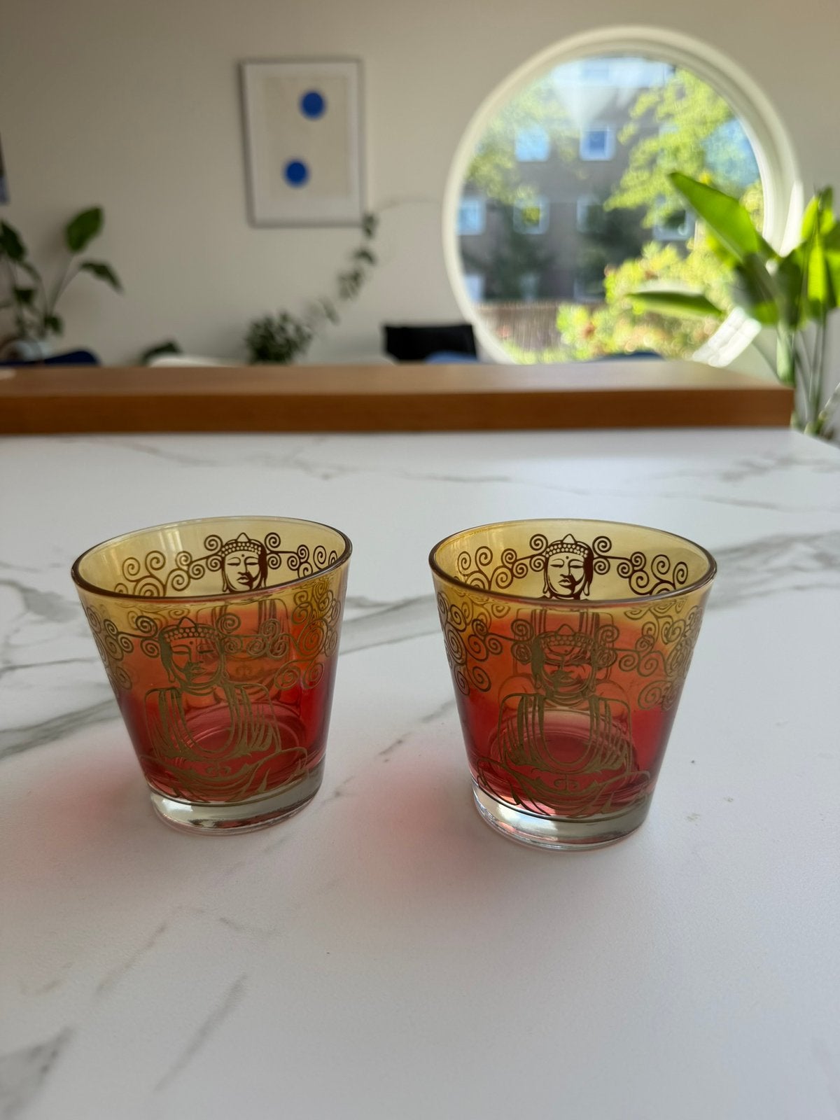 VINTAGE glazen ‘CERVE’ 2x indiaas decor, TOTAALPRIJS, Verzamelen, Glas en Borrelglaasjes, Ophalen of Verzenden, Zo goed als nieuw