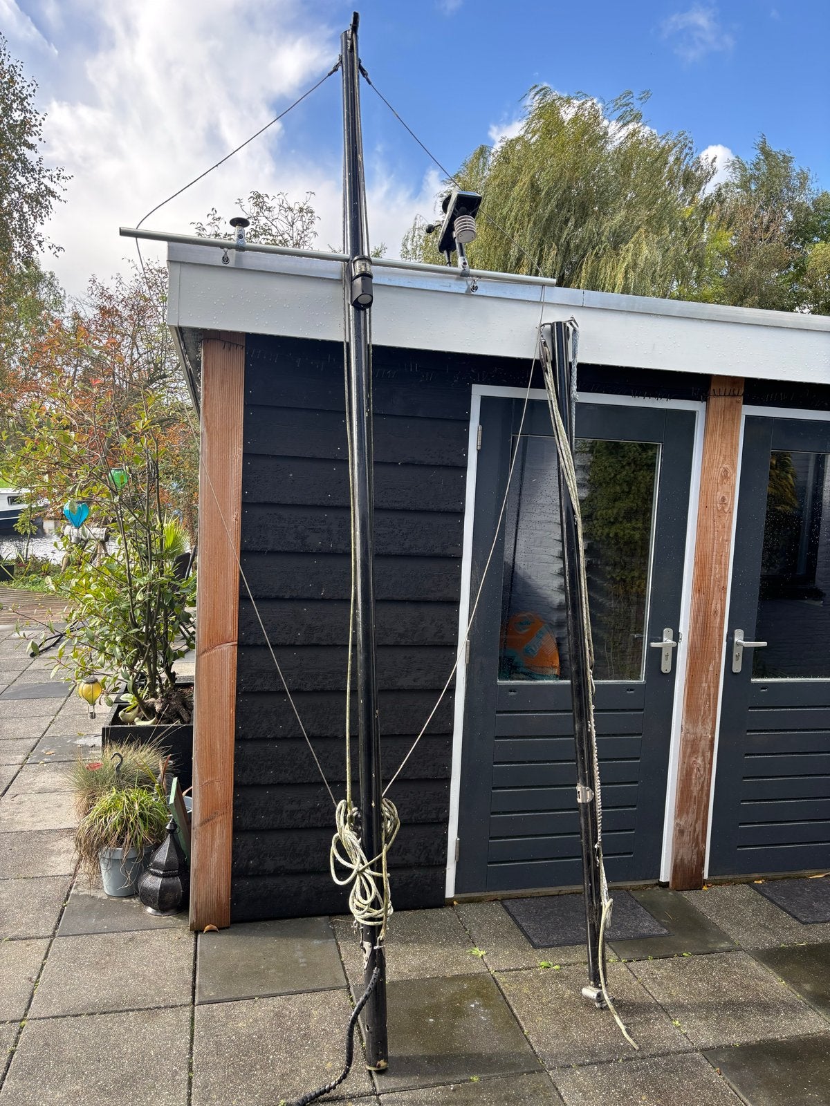 Rvs motorboot mast, giek en zeil, Watersport en Boten, Ophalen, Gebruikt, Toebehoren, Minder dan 15 m²