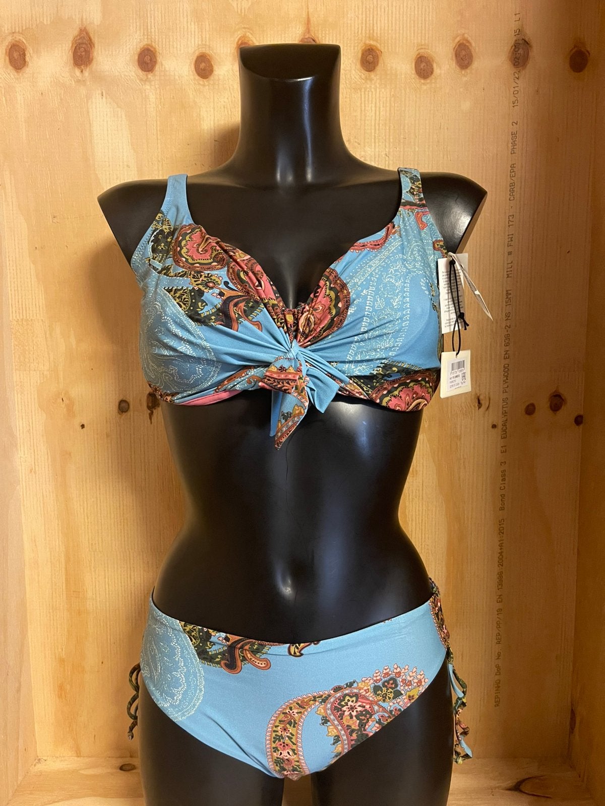 Twinset bikini top 90d en slip 40 ferretto kan ook halter, Verzenden, Nieuw, Blauw, Bikini