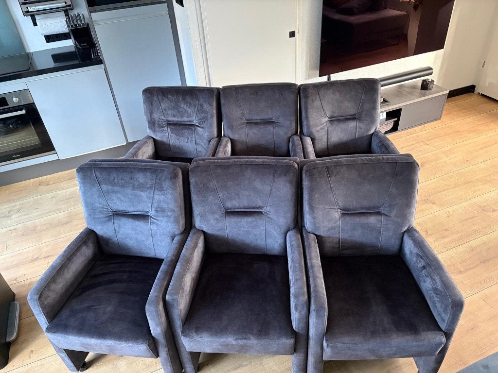 Eetkamerstoelen (met wielen) ''Lucas'' antraciet - ZGAN, Ophalen, Zwart, Zo goed als nieuw, Stof