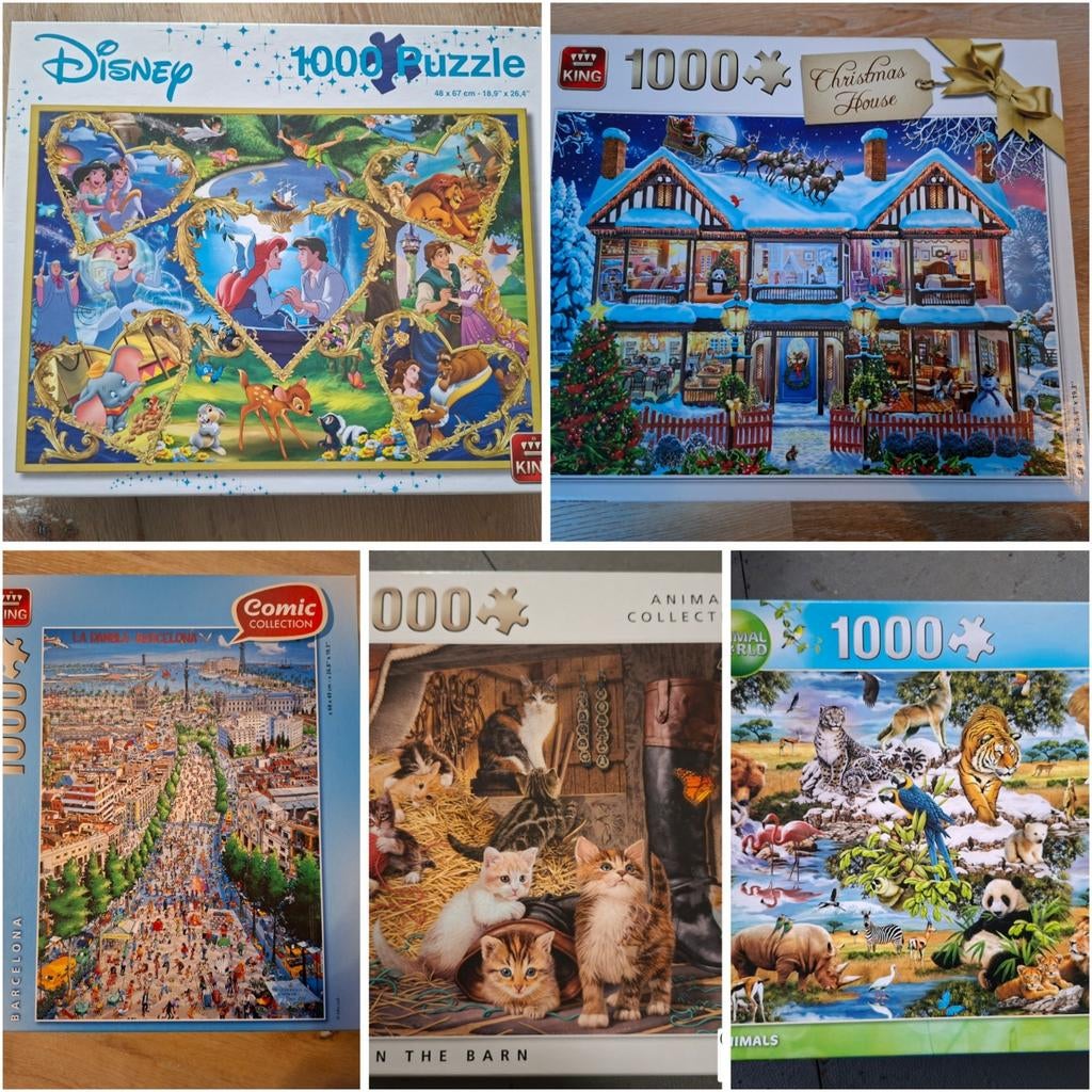 Diverse puzzels 1000 stukjes king, Ophalen, 500 t/m 1500 stukjes, Zo goed als nieuw, Legpuzzel