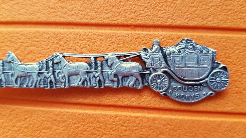 ZILVEREN Gouden koets vintage herdenkingslepel/geboortelepel, Ophalen of Verzenden