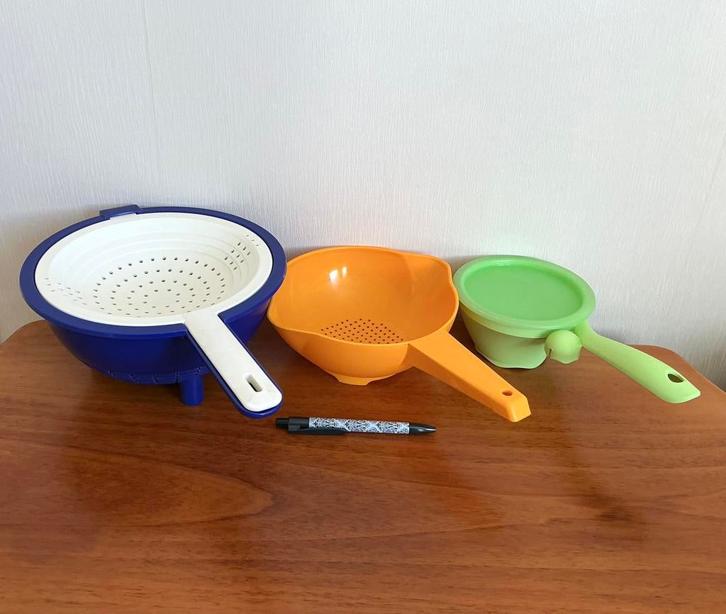Tupperware 4 x Vergiet Diverse maten, zie omschrijving., Ophalen of Verzenden, Zo goed als nieuw, Groen