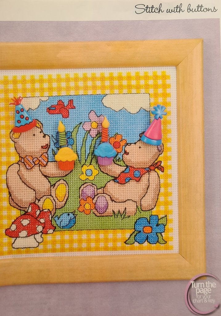 Teddybeer picnic borduurpatroon, Ophalen, Nieuw, Handborduren, Patroon