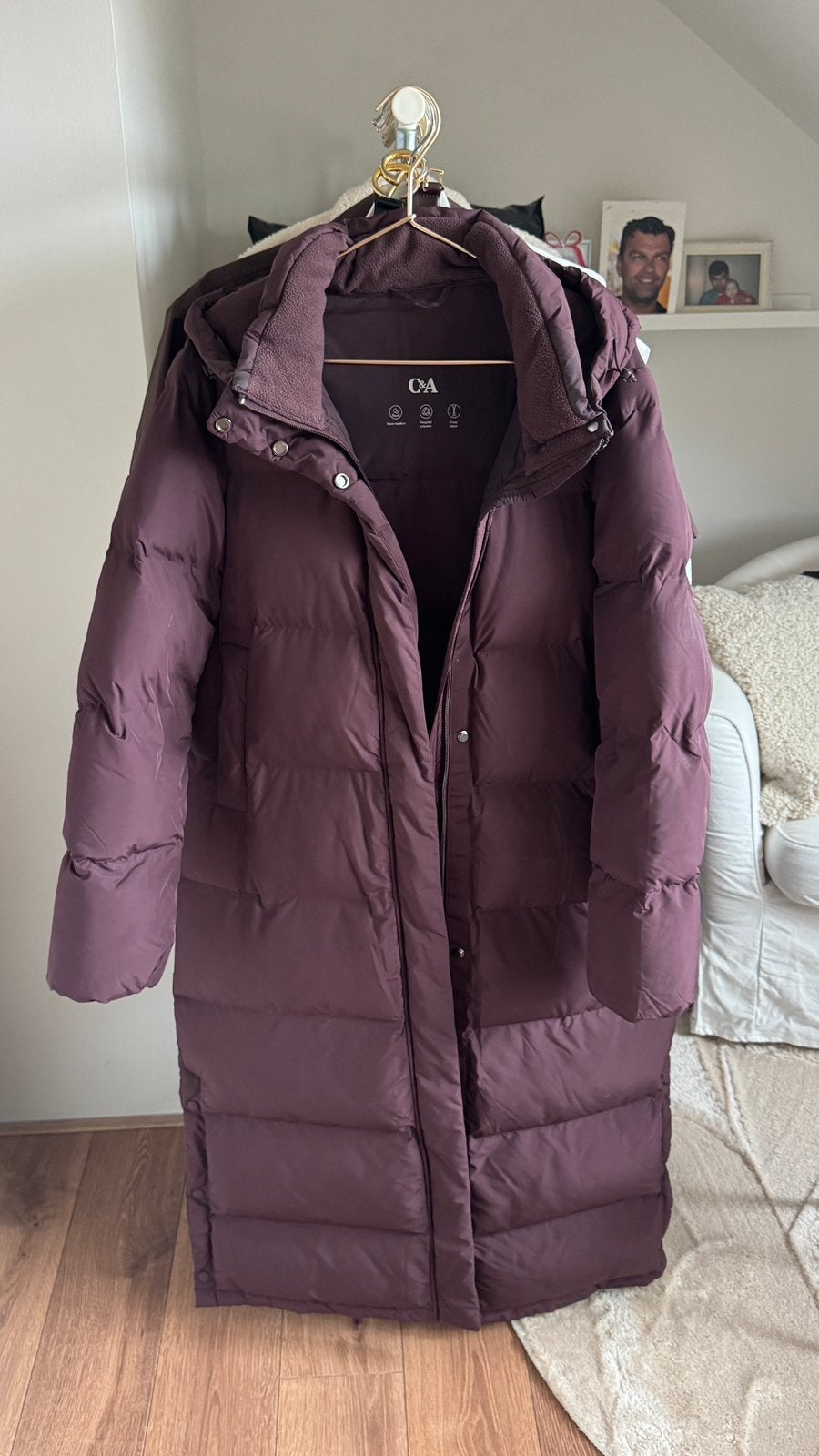 Bordeaux rode/paarse C&A winterjas, Ophalen of Verzenden, Zo goed als nieuw, Maat 36 (S), Overige kleuren