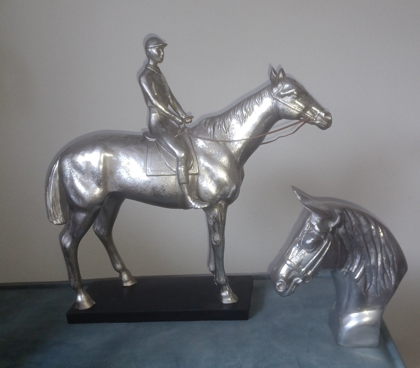 Groot paarden beeld Jockey ruiter paard liefhebbers, Ophalen of Verzenden, Dier