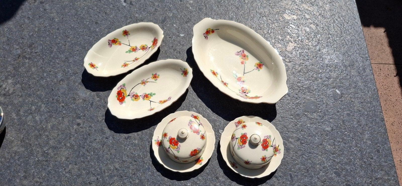 Vintage Thomas Ivory Bavaria schalen (3) en botervloten (2), Ophalen