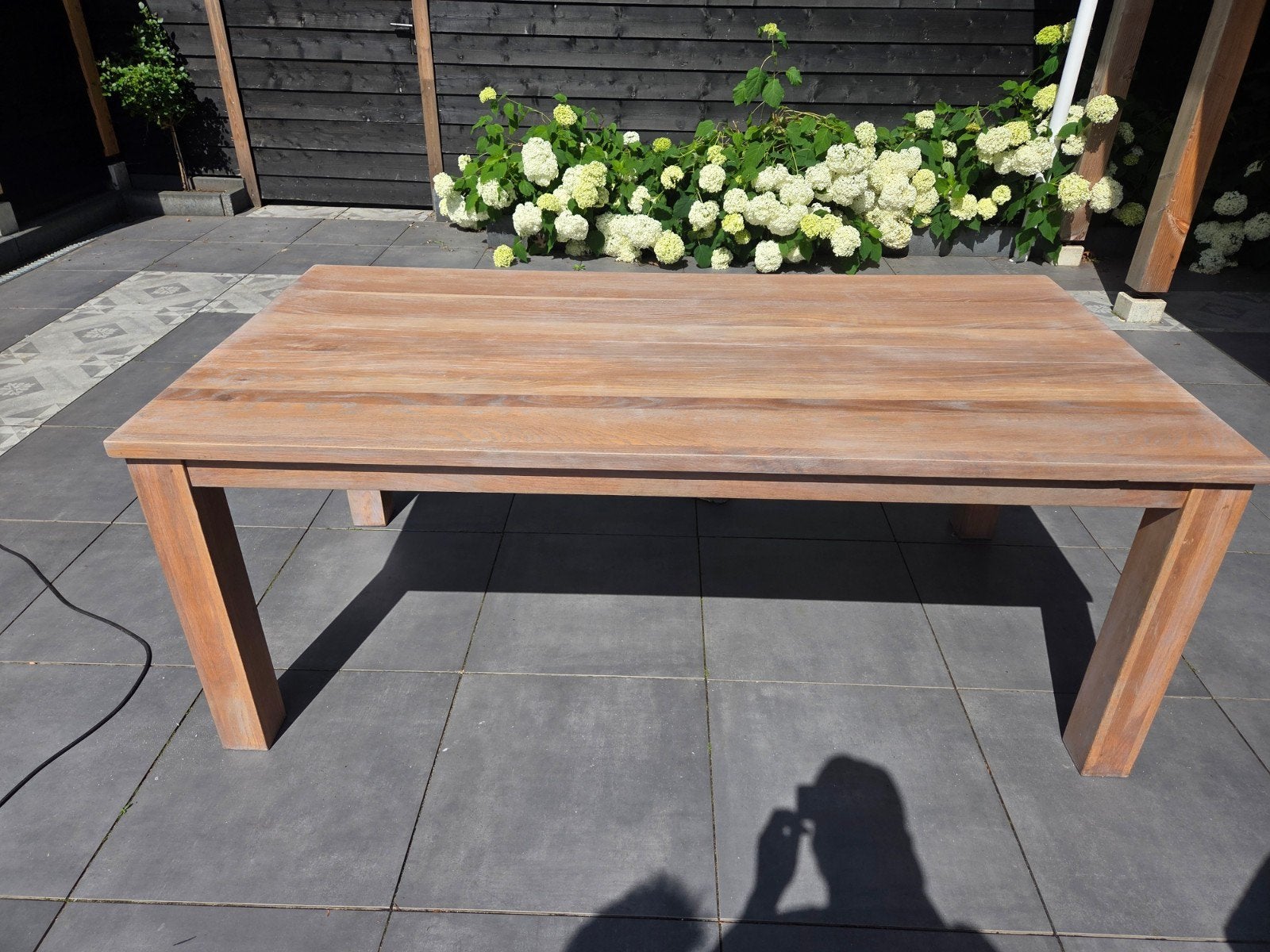 Massief eiken eettafel Pronto Wonen 200x100 cm greywash, Ophalen, Gebruikt, 100 tot 150 cm, Eikenhout