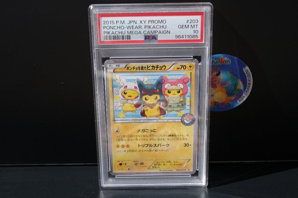 Pokemon PSA10 Poncho Wear Pikachu 2015 #203 Japans, Ophalen of Verzenden, Zo goed als nieuw