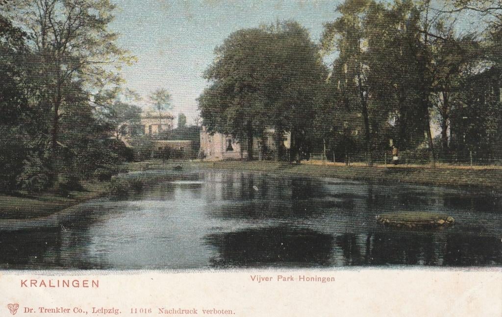 KRALINGEN Vijver Park Honingen, Verzenden, Voor 1920, Ongelopen, Zuid-Holland