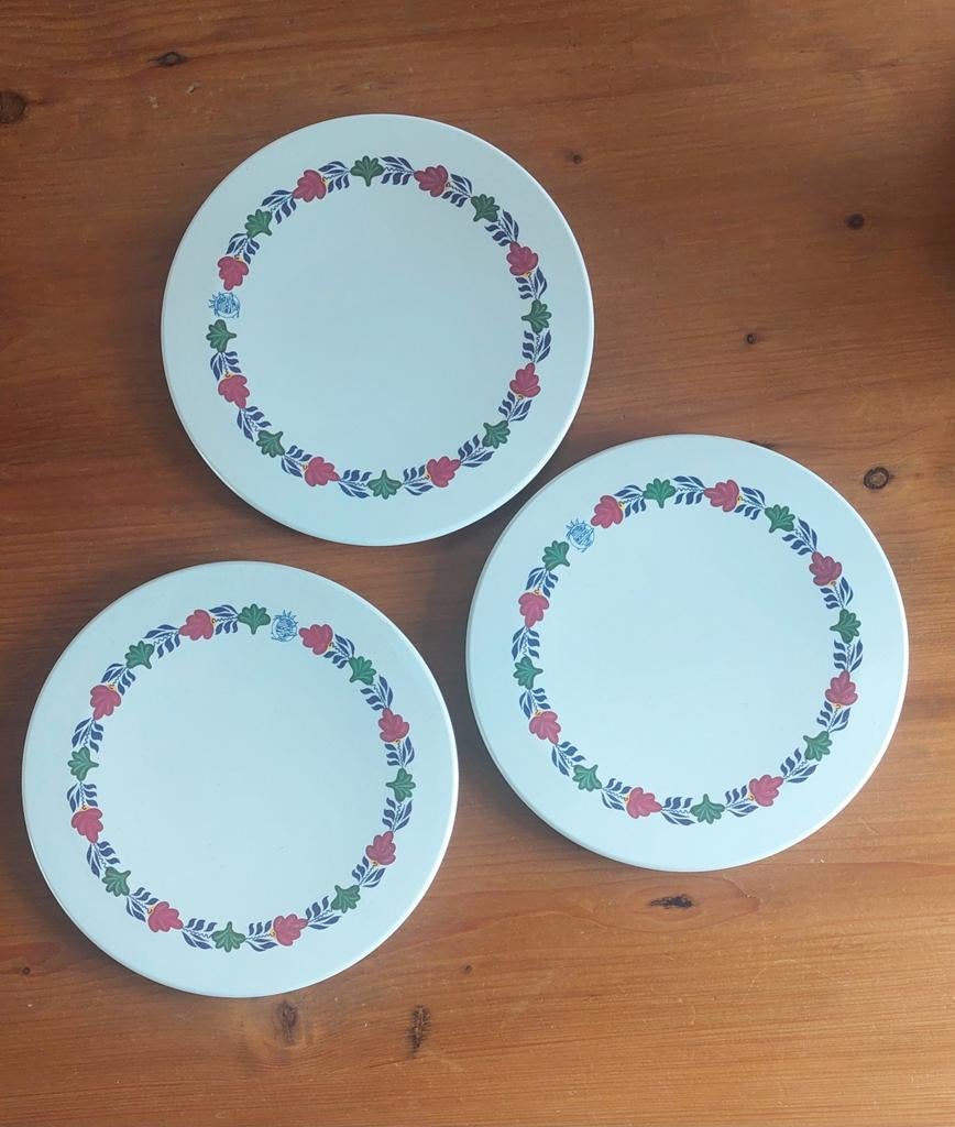 3 Boerenbont onderzetters melamine Ø 20 cm, Ophalen of Verzenden, Gebruikt, Pot of Pan