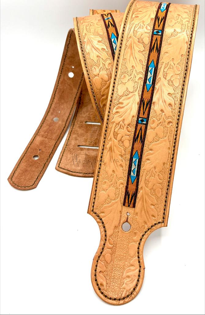 Gitaarband leer GBLeer021 107/163cm Indiaan Navajo western, Muziek en Instrumenten, Verzenden, Nieuw, Akoestische gitaar