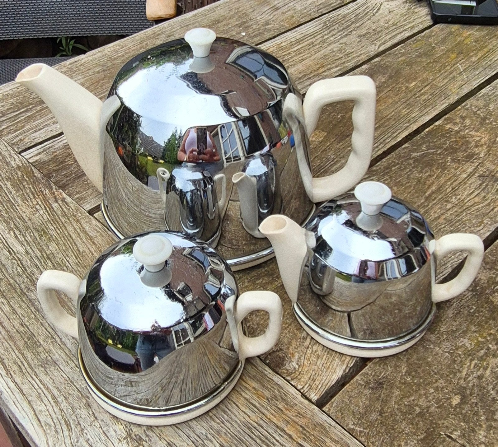 Vintage Ever-hot jaren 30 theeset met chromen warmhoudkap, Ophalen of Verzenden