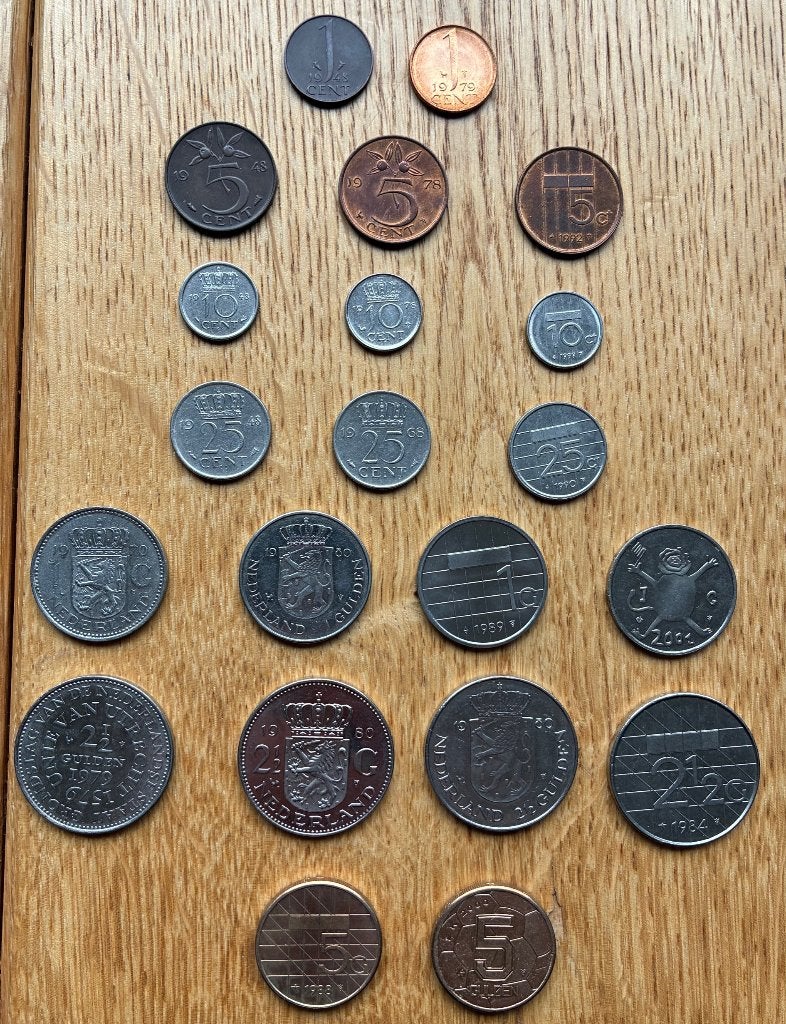 Setje oud Nederlands guldens (biljetten en munten) 2, Ophalen, 10 gulden, Setje