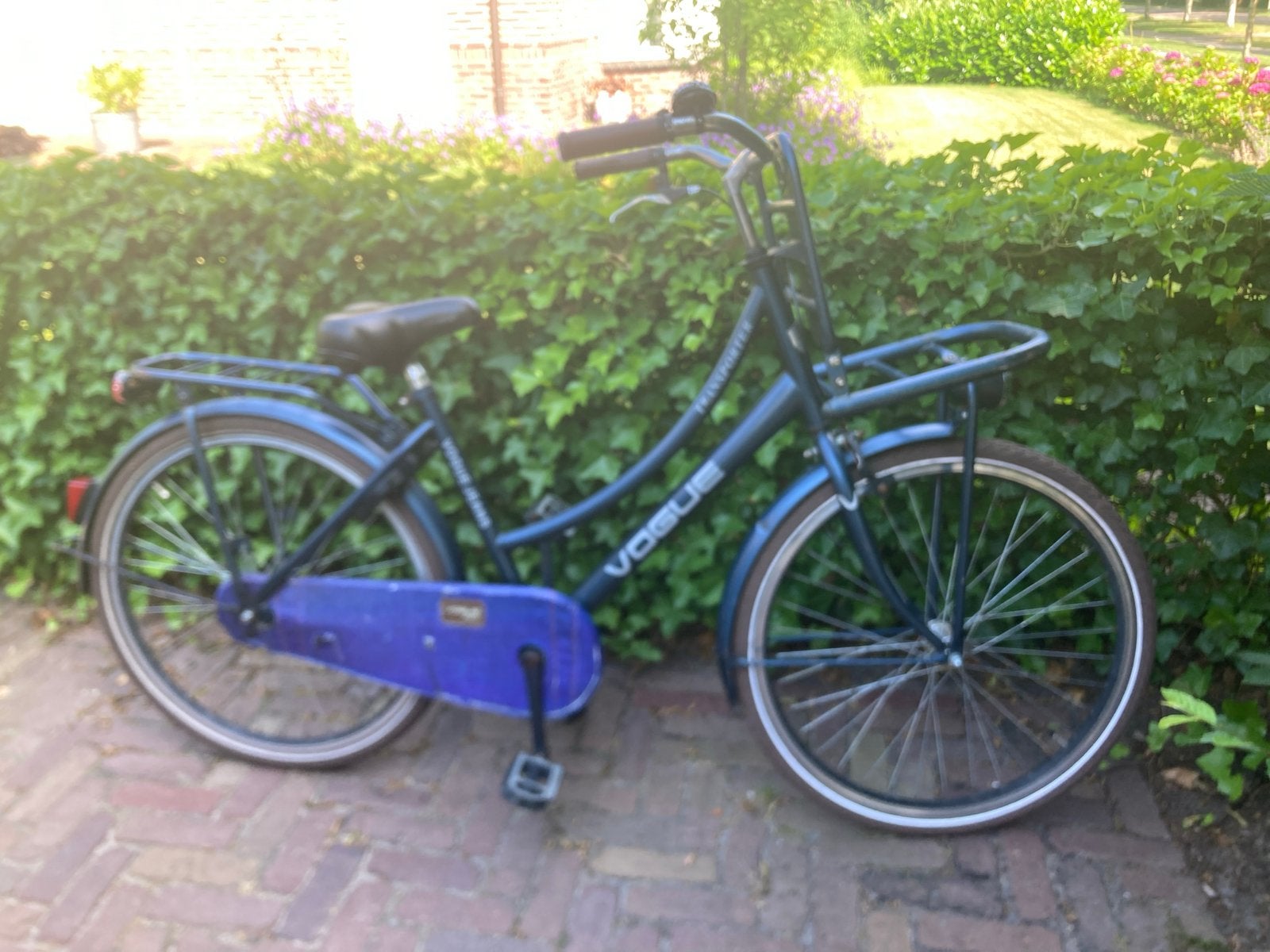 Gebruikte Vogue Meidenfiets - Blauw, met voordrager, Gebruikt, Handrem, Trommelrem, Ophalen