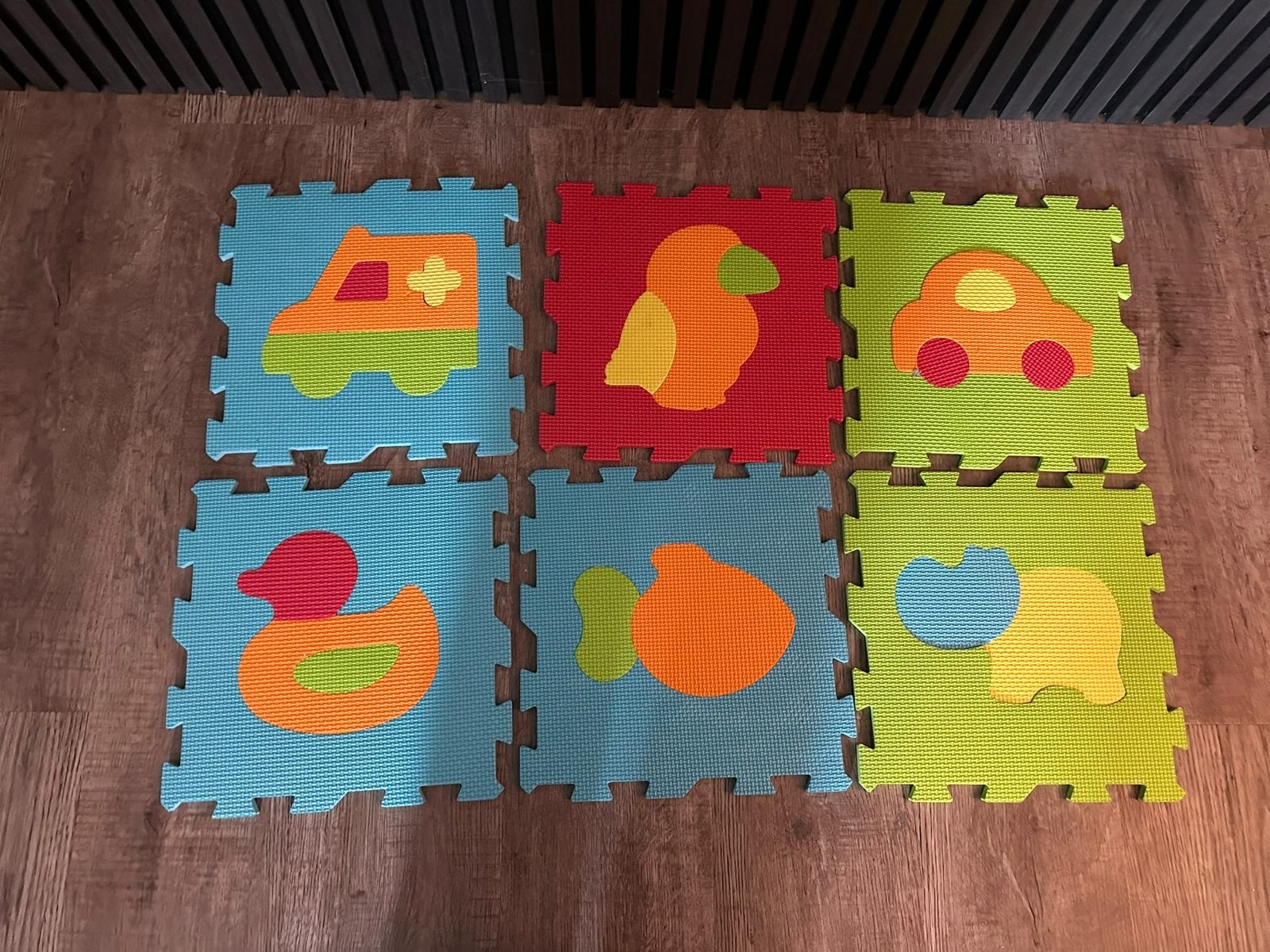 Foam legpuzzel met voertuigen, dieren en cijfers, Ophalen of Verzenden, Meer dan 50 stukjes, Gebruikt