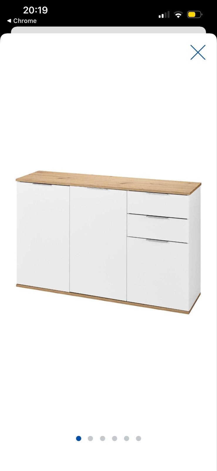 Modern Dressoir Wit met Houtlook Bovenblad en Lades, Huis en Inrichting, Ophalen, 100 tot 150 cm, Zo goed als nieuw, Met lade(s)