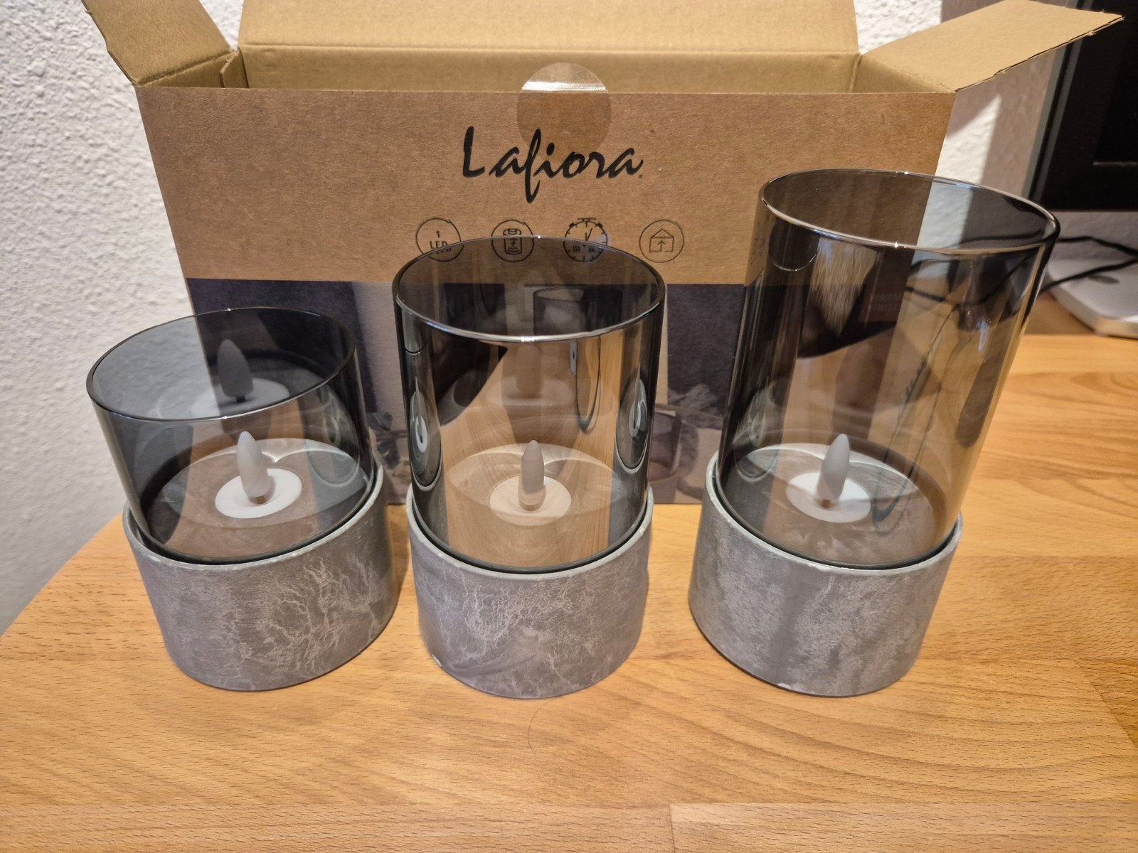 Lafiora 3-delige LED Kaarsenset in Glas - Nieuw, Overige merken, Nieuw, Ophalen of Verzenden, Glas