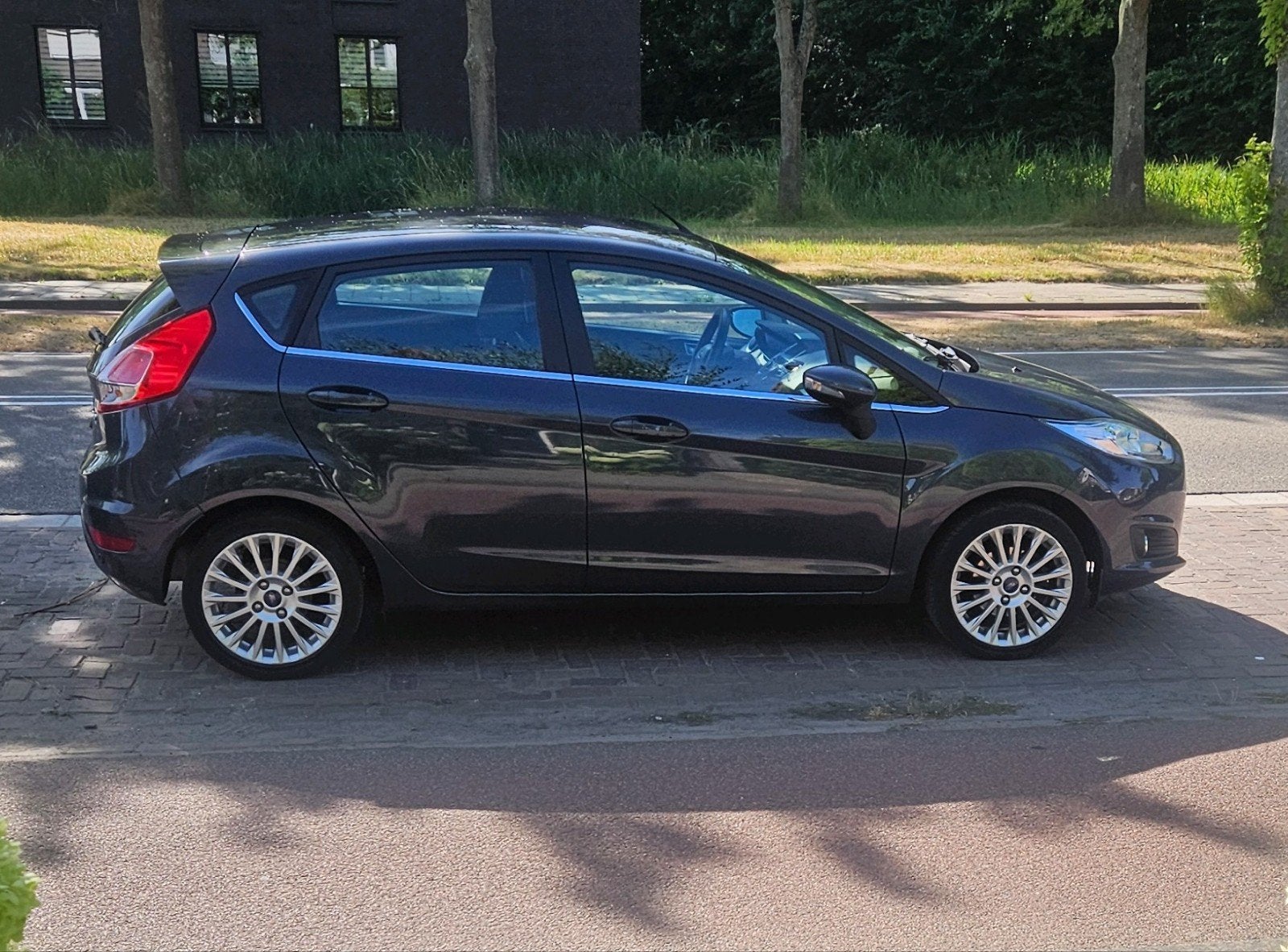 Ford Fiësta 1.0 74KW/100PK 5D 2013 Grijs, Auto's, Ford, Voorwielaandrijving, 40 €/maand, Zwart, 100 pk