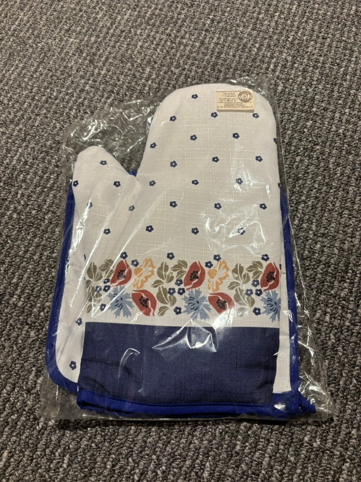 Bunzlau ovenwant en pannenlap, Ophalen of Verzenden, Zo goed als nieuw, Blauw, Tafelkleed of Tafelzeil
