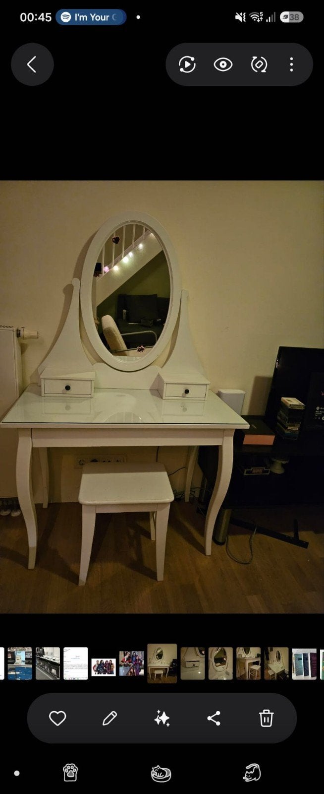 Witte Ikea hemnes kaptafel met spiegel en krukje, Ophalen, Klassiek, modern, Gebruikt, 100 tot 150 cm