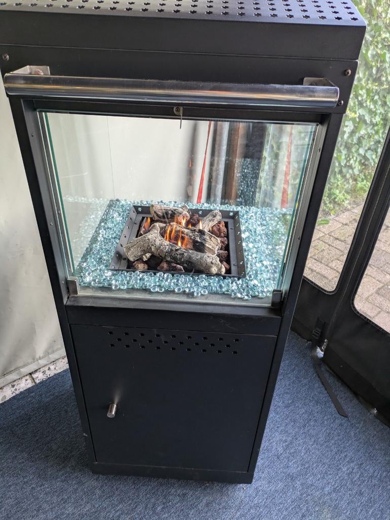 Stijlvolle Terrashaard op Gas met Glas, Tuin en Terras, Terrasverwarmers, Ophalen of Verzenden, Gebruikt, Gas, Vloer