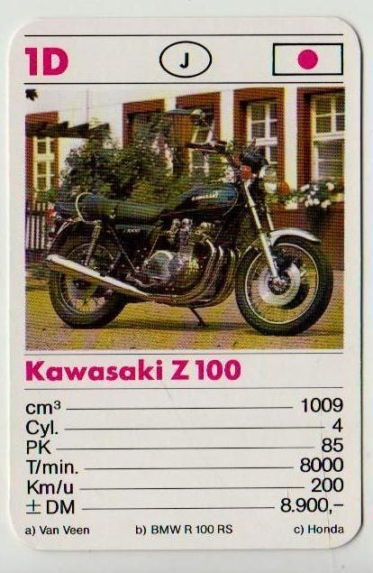 C519 motorkaartje 1d kawasaki z 100, Ophalen of Verzenden, Zo goed als nieuw, Auto's