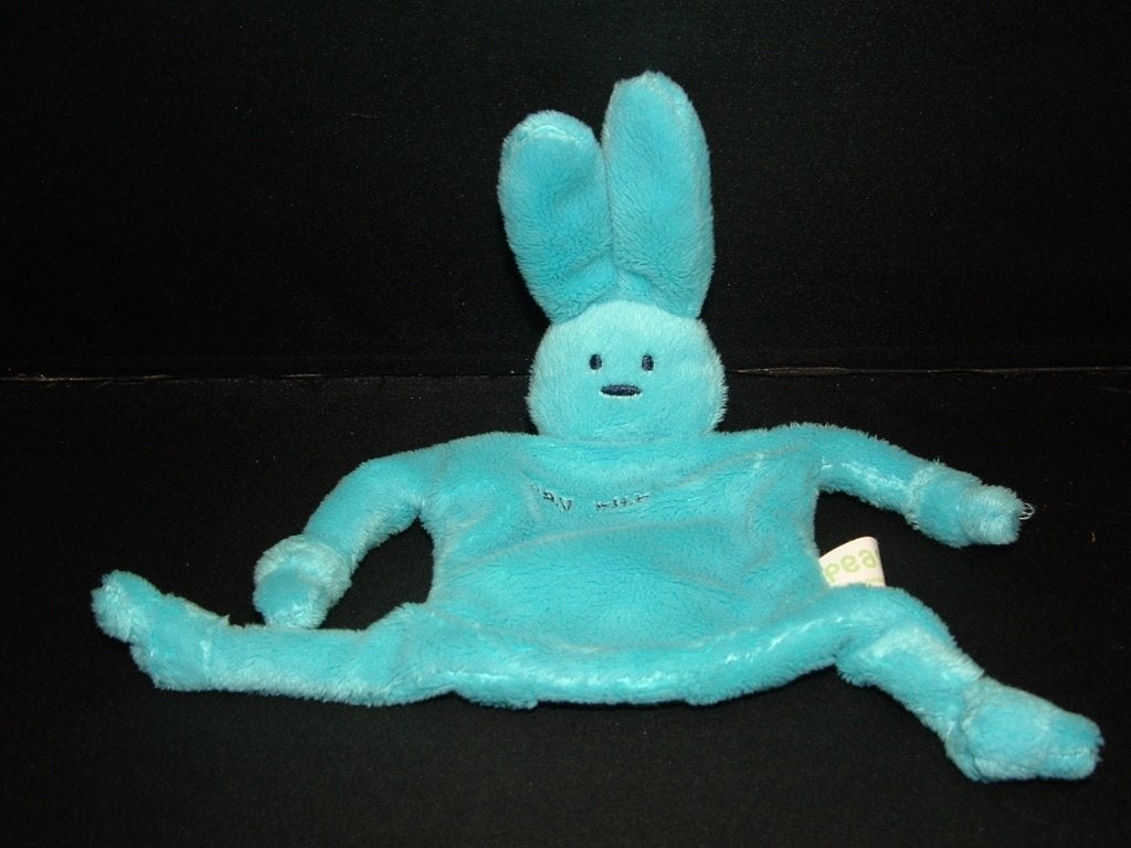 PEAS KONIJN KNUFFELDOEKJE VELOURS BLAUW MET TEKST, Verzenden, Nieuw, Overige typen