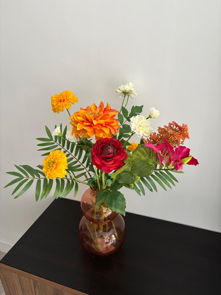 Zijden boeket ca 60cm, Binnen, Ophalen of Verzenden, Boeket, Onderhoudsvrij