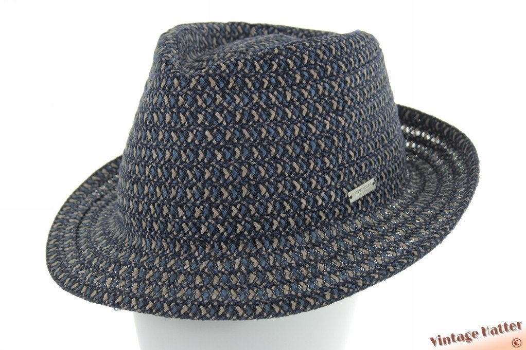 Zomer trilby Seeberger marine blauw taupe 61 (XL) nieuw, Hoed, Nieuw, Ophalen of Verzenden, Seeberger