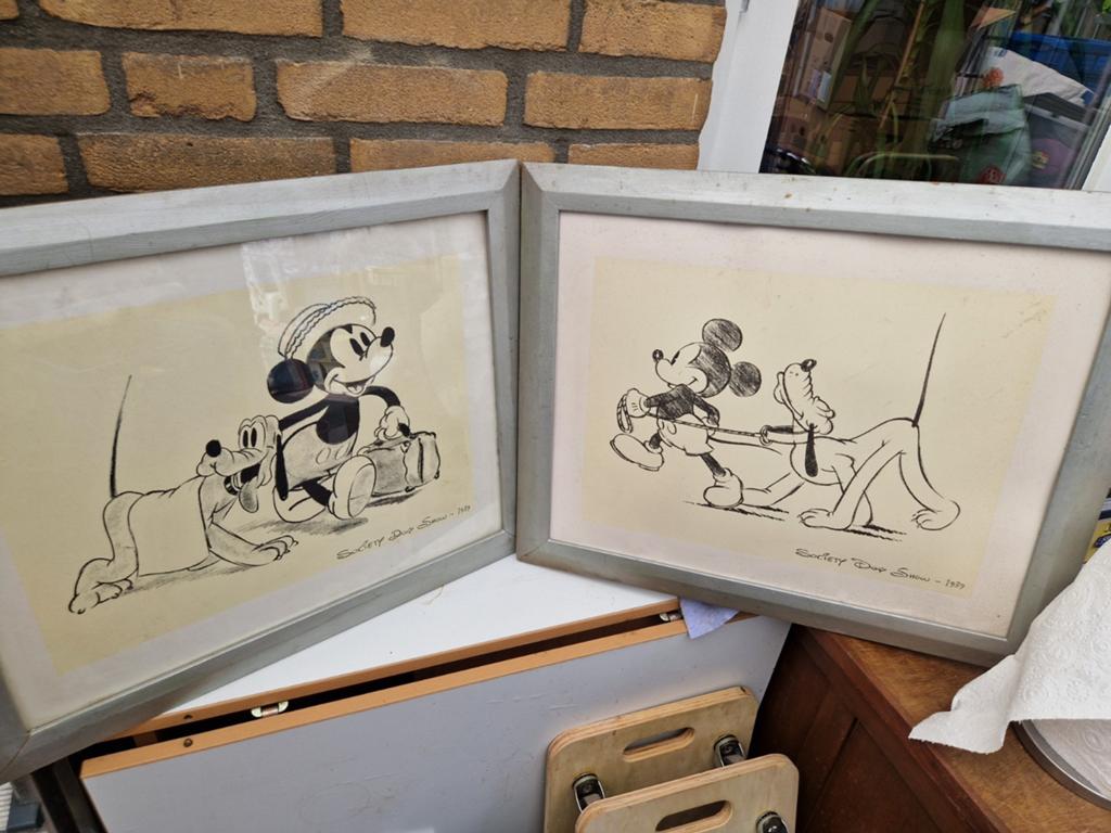 Vintage Mickey Mouse & Pluto 'Society Dog Show' Prints, Ophalen