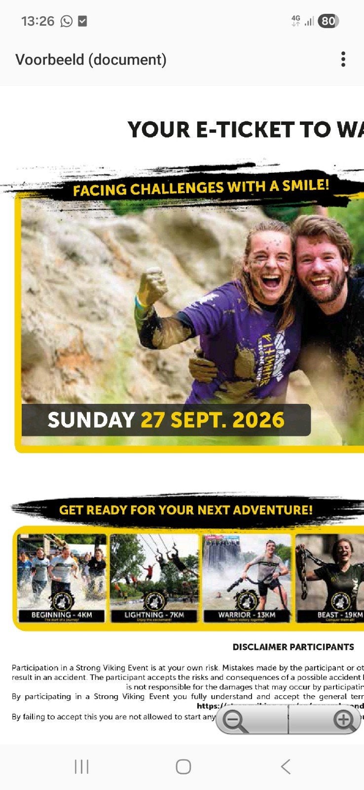 strong viking run ticket  start tijd  09.00., Eén persoon