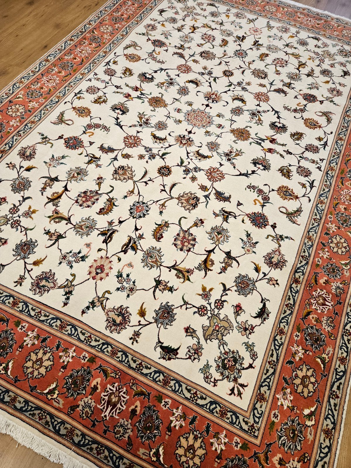 Handgeknoopt perzisch tapijt tabriz 50raj 305x202, Info@SlatsAntiek.nl, Perzisch, Vof Slats Antiek, Ophalen of Verzenden