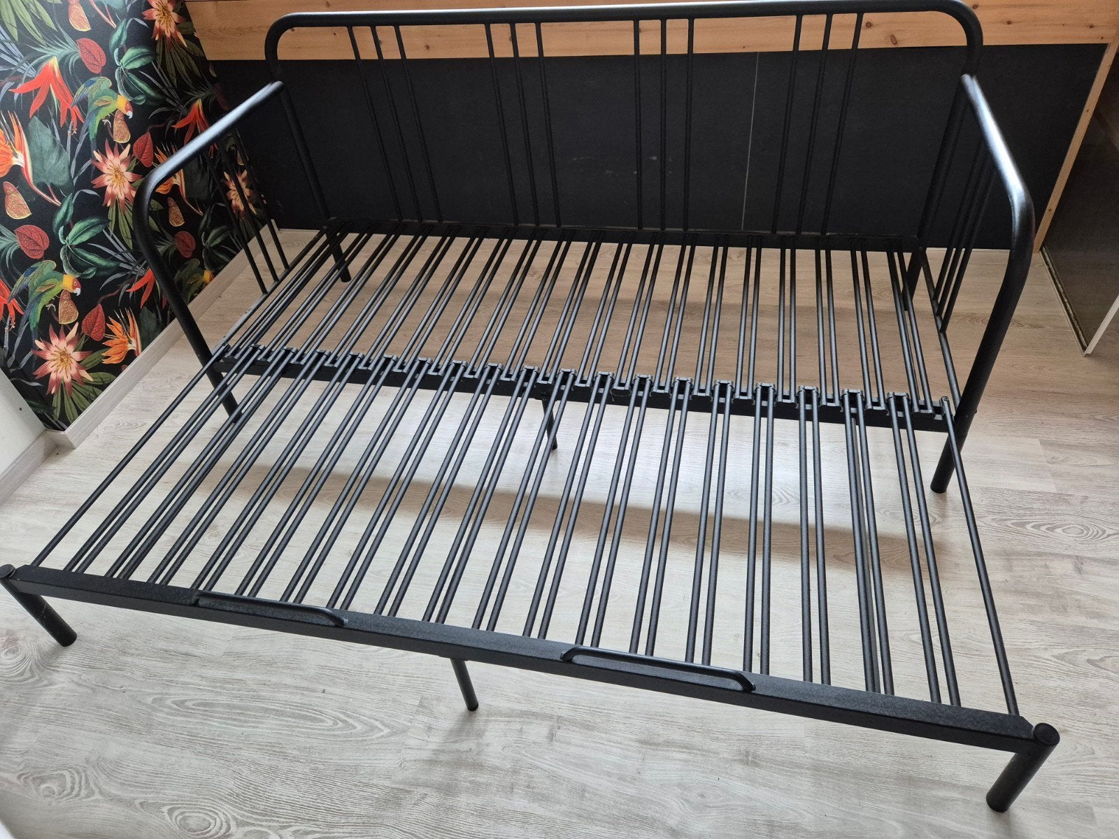 IKEA Fyresdal Bedbank Zwart met 2 Malfors Matrassen, Ophalen, Gebruikt, Zwart, Tweepersoons
