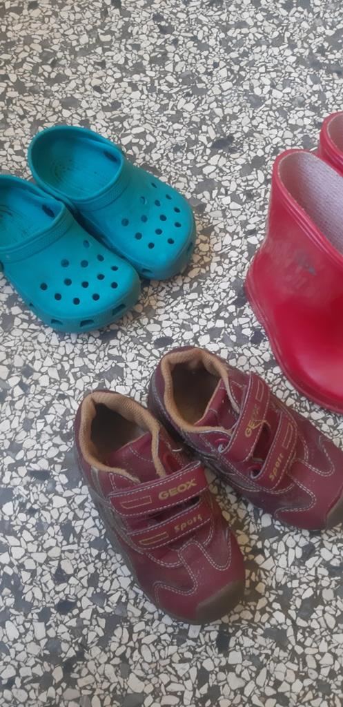 Diverse kinderschoenen: laarzen, klompjes, sneakers, Gebruikt, Jongen of Meisje, Overige typen, Dunlop, Geox, Crocs-stijl
