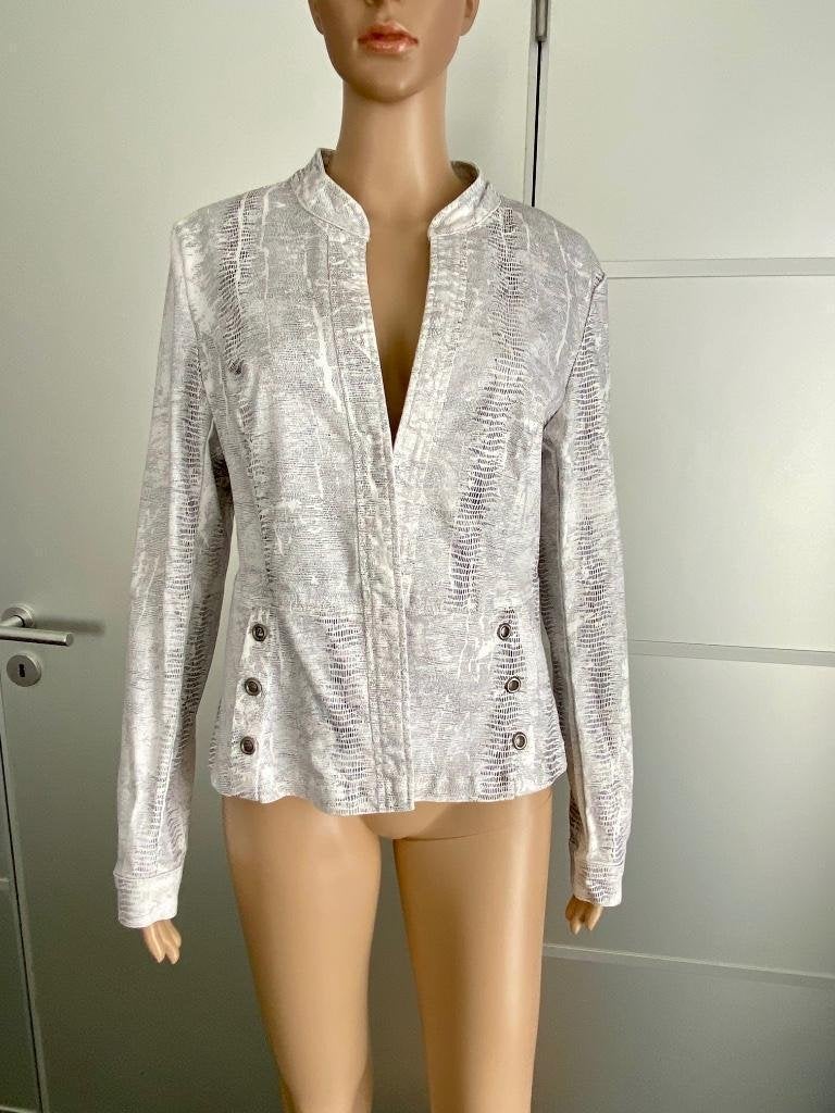 H527 Miss Etam: maat 40=M spijker/jeans jasje blazer  wit, Maat 38/40 (M), Wit, Ophalen of Verzenden, Zo goed als nieuw