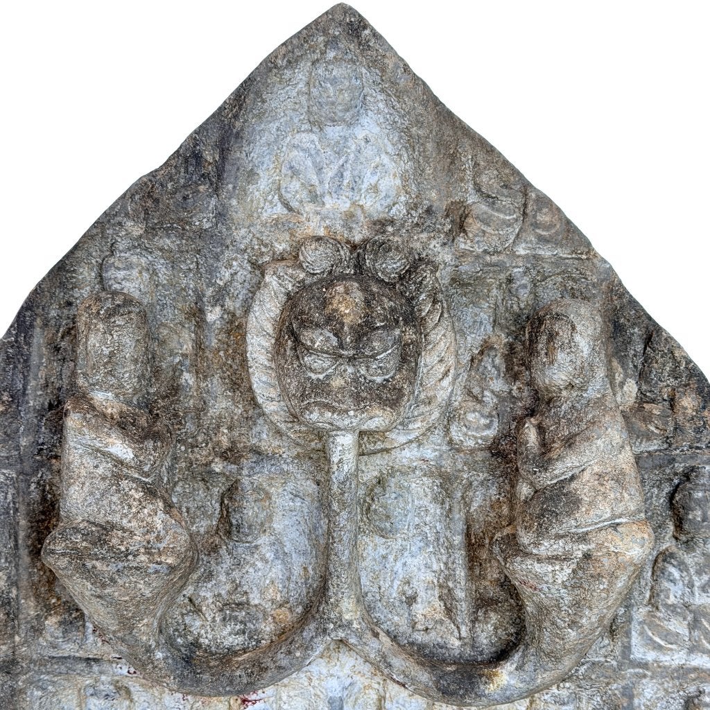 Grote Himalaya kalkstenen Boeddha-stele - 122 cm, Ophalen, Steen/keramiek, Handgemaakt, Grijs
