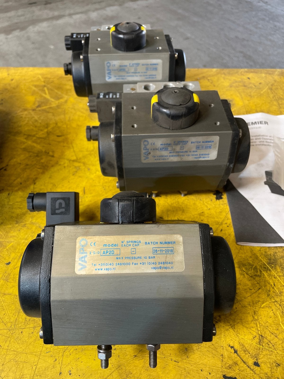 3x Vapo AP2D Pneumatische Actuator - Max 10 Bar, Ophalen, Nieuw