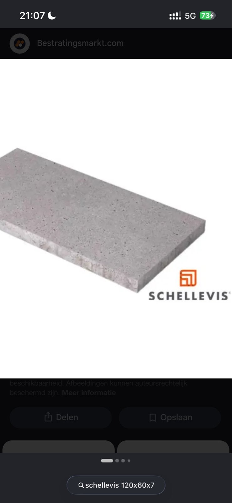 Gezocht: Schellevis betontegel 120x60x7 cm, Tuin en Terras, Ophalen, Nieuw, Minder dan 5 m², Beton