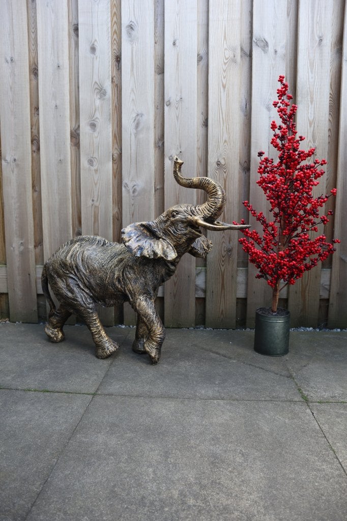 Olifant beeld goud 82 cm | tuinbeeld & woondecoratie, Dierenbeeld, Kunststof, -, -