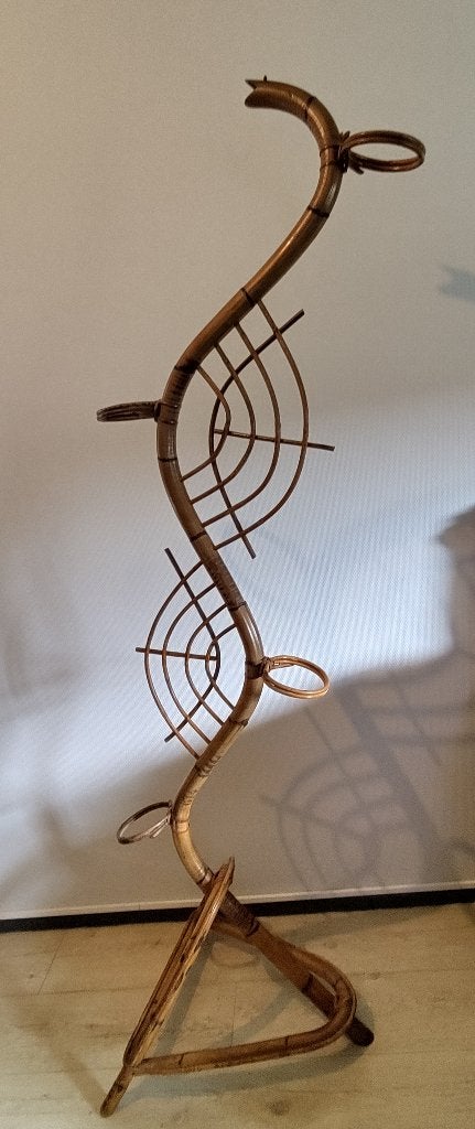 Vintage rotan plantenstandaard slang, Ophalen, Gebruikt
